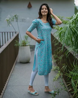 Stylish Trendy Floral Printed Beautiful Ethinic Kurti - Pink, M