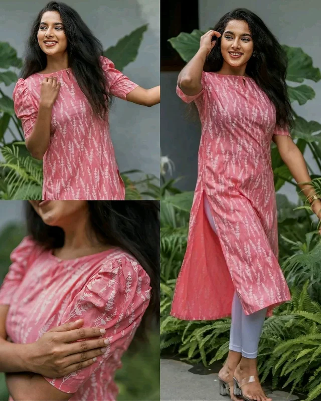Stylish Trendy Floral Printed Beautiful Ethinic Kurti - Pink, 2XL