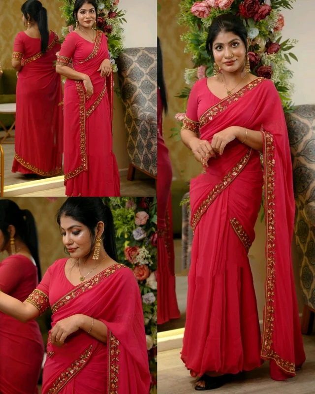 30 Secounds Gown Saree - French Rose, 2XL