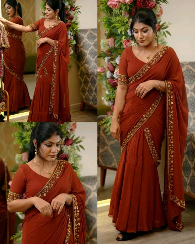 30 Secounds Gown Saree - Totem Pole, L