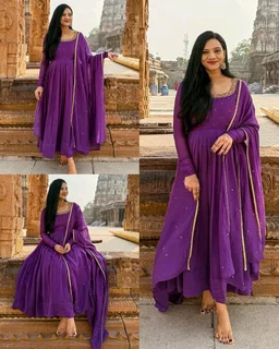 Trendy Designer Hand Zardoshi Work Gown With Cut Work Duppata. - Red, M