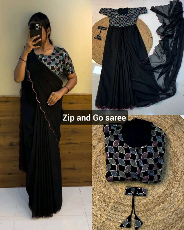 Zip and Go saree - Black, XS