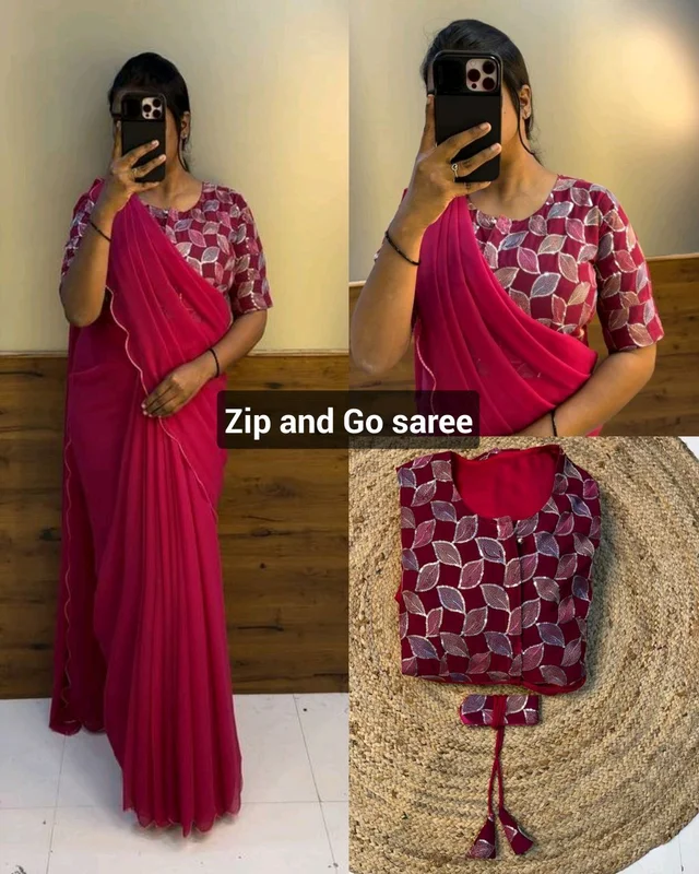 Zip and Go saree - Pink, XL