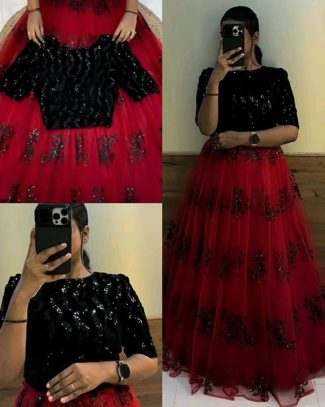 Pongal launch party wear lehenga - Red, XL
