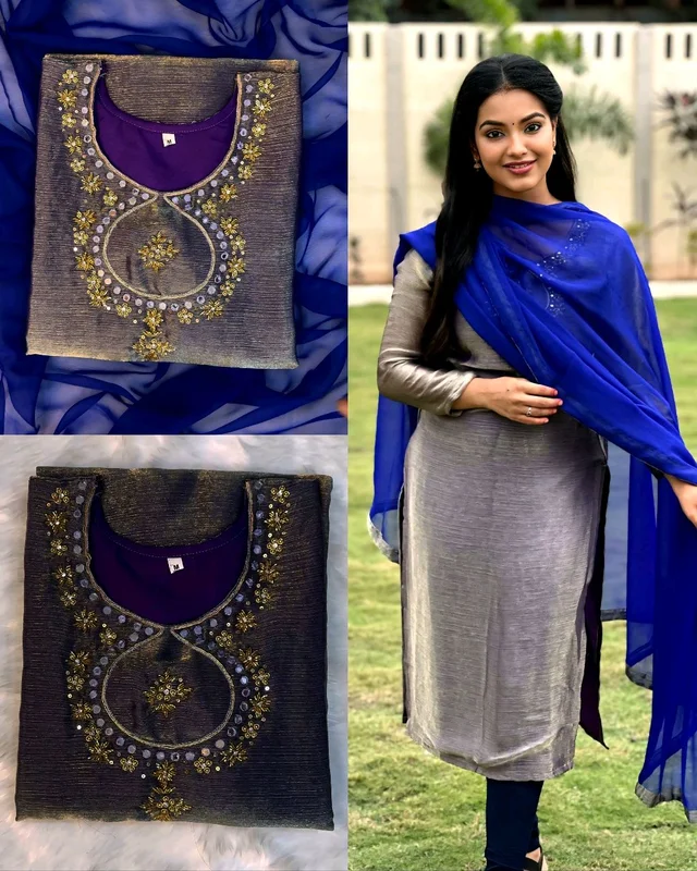 Space Silk with hand work - Dove Gray, L