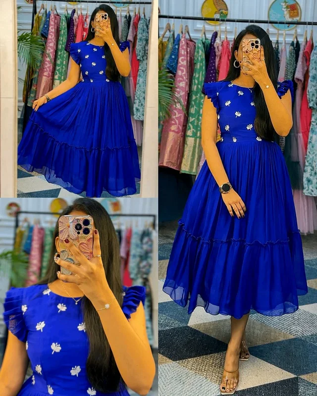 Lunching New Super Stylish And Trendy Maxi - Blue, S