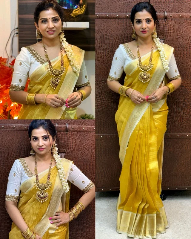 BANARASI SOFT PATTA NITA PATTU TISSUE SAREE - Gold, Free Size