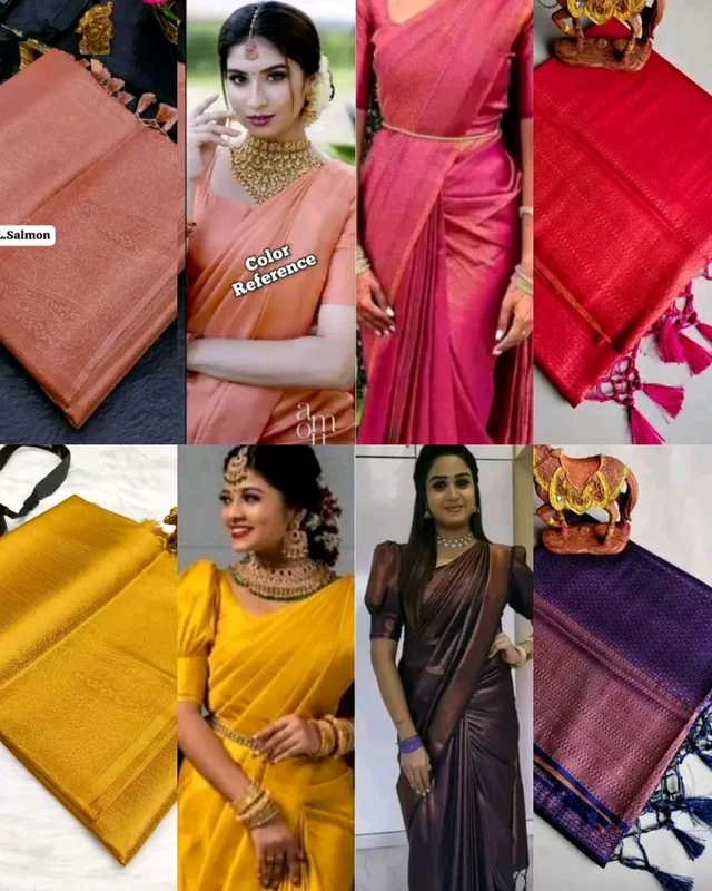 COPPER SOFTY Kubera Pattu Saree - Brick Red, Free Size
