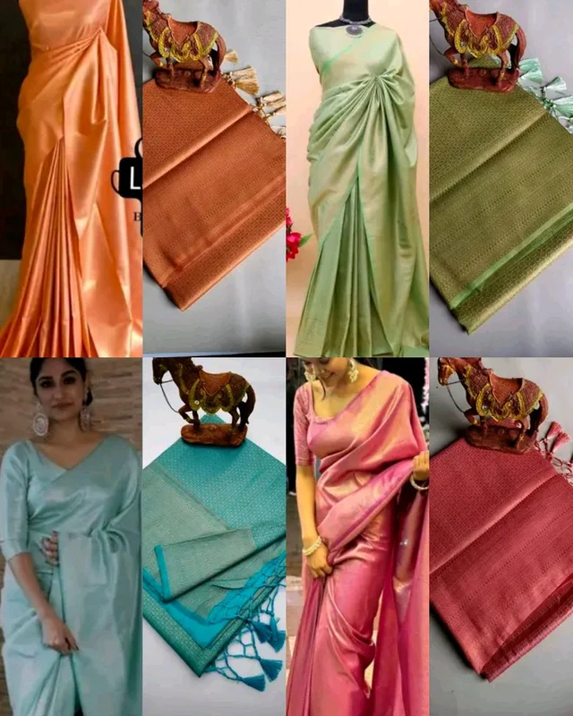 COPPER SOFTY Kubera Pattu Saree - Orange, Free Size