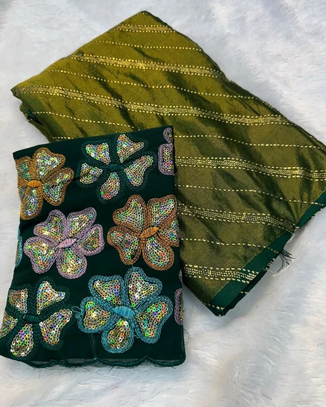 Trendy Beautiful Sarees - Free Size, Mehendi