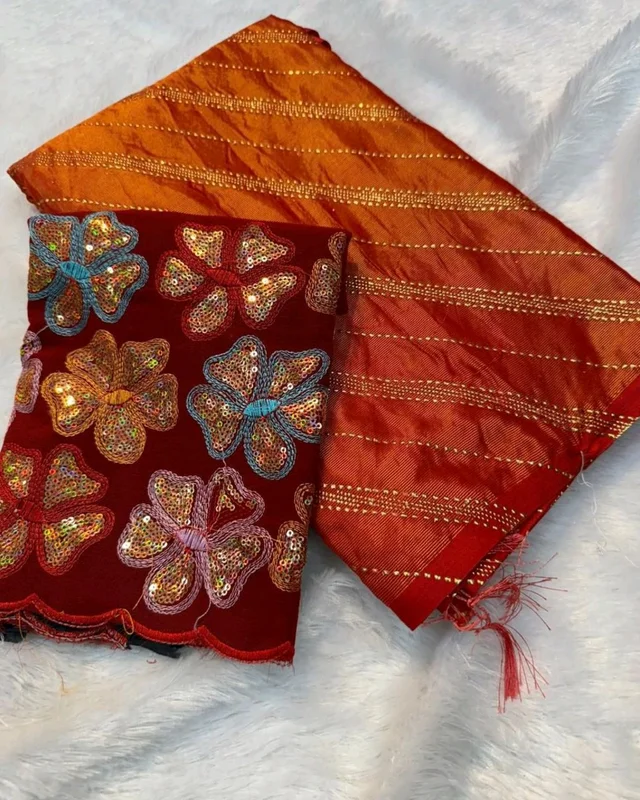 Trendy Beautiful Sarees - Free Size, Burnt Orange