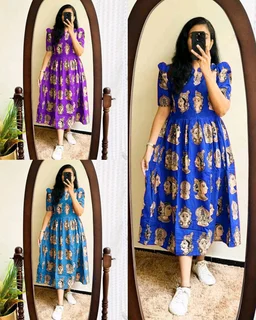Introducing Beautiful prints of pure and rich Soft Cotton Gown - Maroon, S