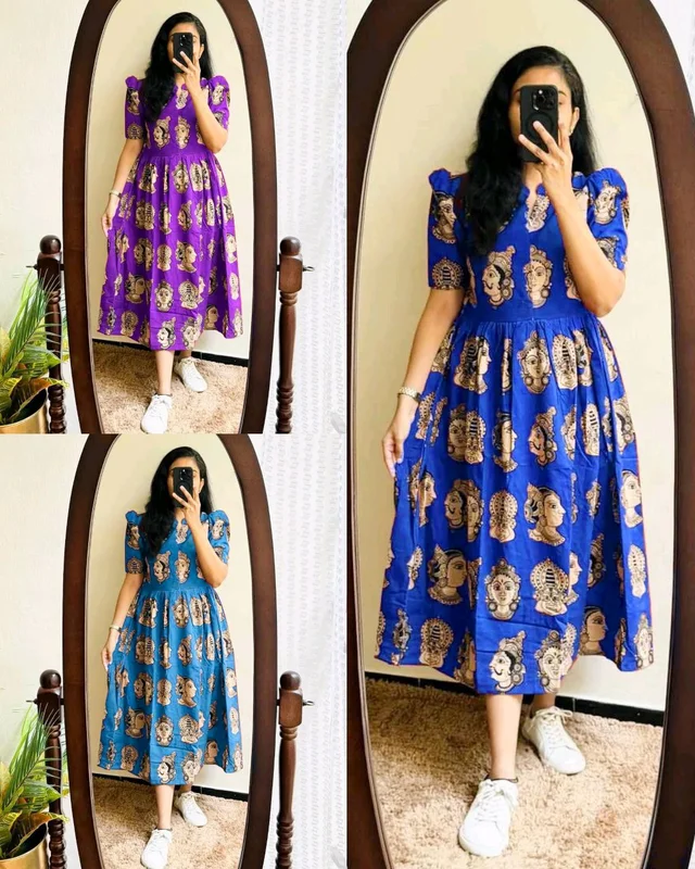 Introducing Beautiful prints of pure and rich Soft Cotton Gown - Maroon, S