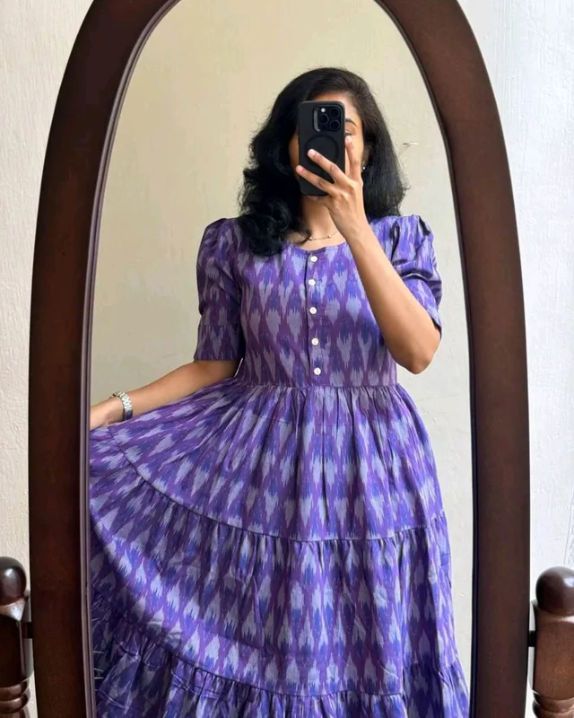 Introducing Beautiful prints of pure and rich Soft Cotton Gown - Royal Purple, 2XL