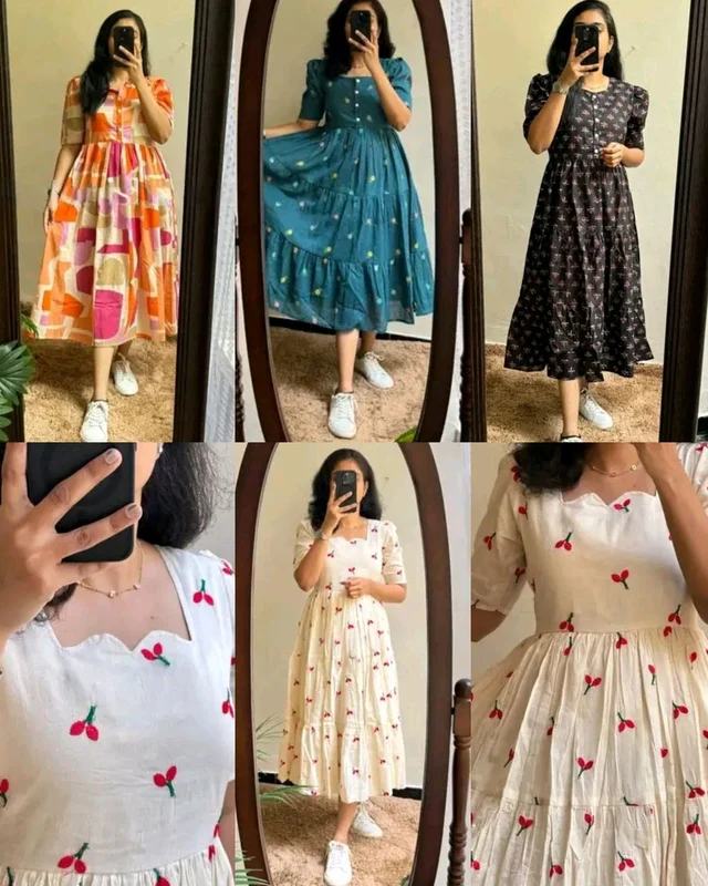 Introducing Beautiful prints of pure and rich Soft Cotton Gown - White & Red, L