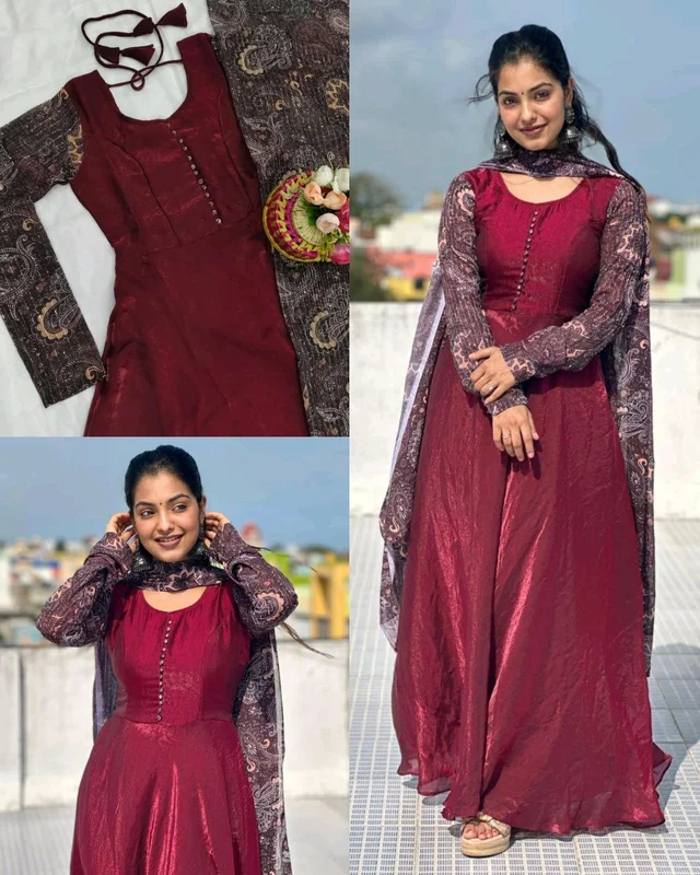 Beautiful arrived for party wear gown with dupatta - 2XL
