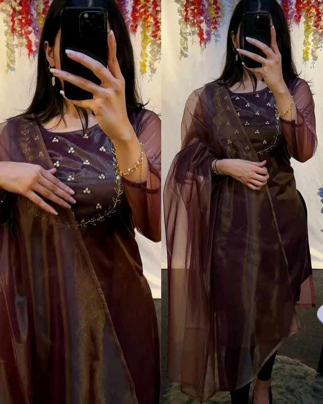 Trending Sparkle Handwork look for Festival Wear - Morocco Brown, 2XL