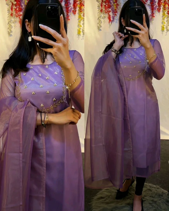 Trending Sparkle Handwork look for Festival Wear - Wisteria, M