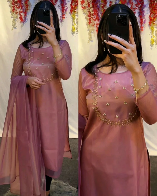 Trending Sparkle Handwork look for Festival Wear - Pink, XL