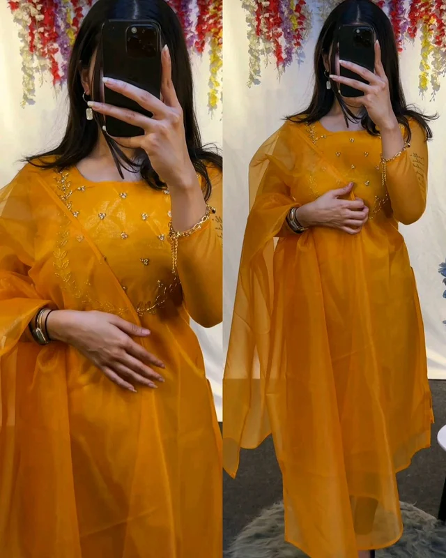 Trending Sparkle Handwork look for Festival Wear - Gold, S