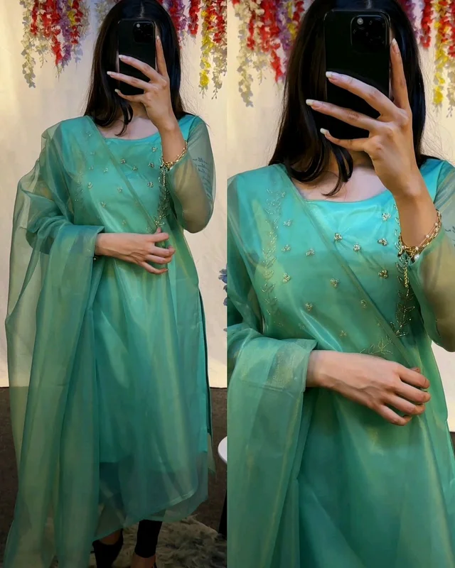 Trending Sparkle Handwork look for Festival Wear - Silver Tree, L