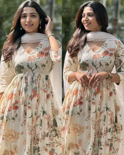 Beige Cotton Floral Printed Kurti With Pant & Dupatta Set - 2XL
