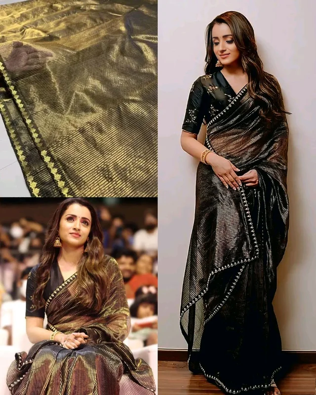 Celebrity Inspaired Banarasi Tissue Soft Light Weight Saree - Free Size