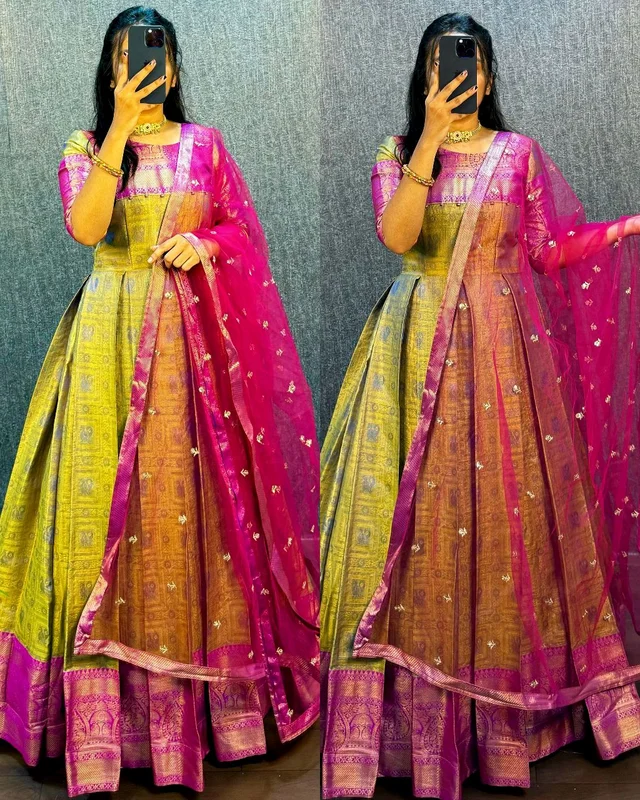 UPCOMING WEDDING SERIES GOWN WITH DUPPTA - Green, S