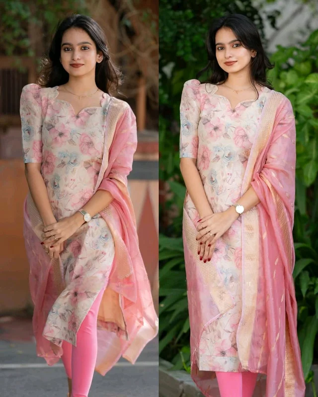 TRENDY HIGH DEMANDED KURTA WITH DUPATTA - Pink, M