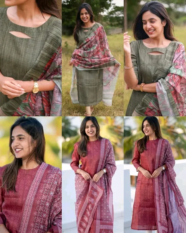 TRENDY HIGH DEMANDED KURTA WITH DUPATTA - Green, XL