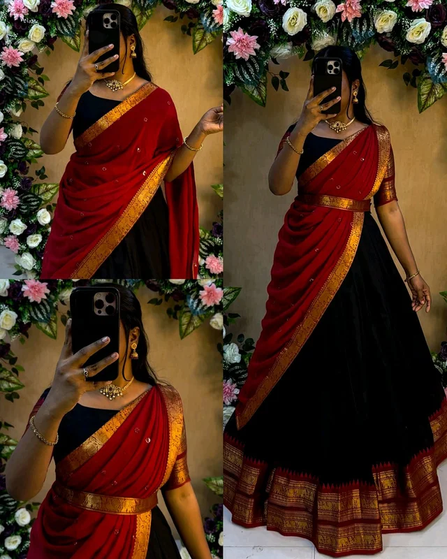 Trendy Original traditional kanchi cotton Chettinadu dawani with neat stitching - XL