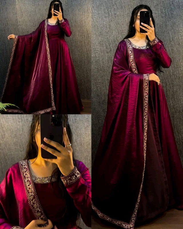 Trendy New Launching Festival Special Women Dresses - Tyrian Purple, XL