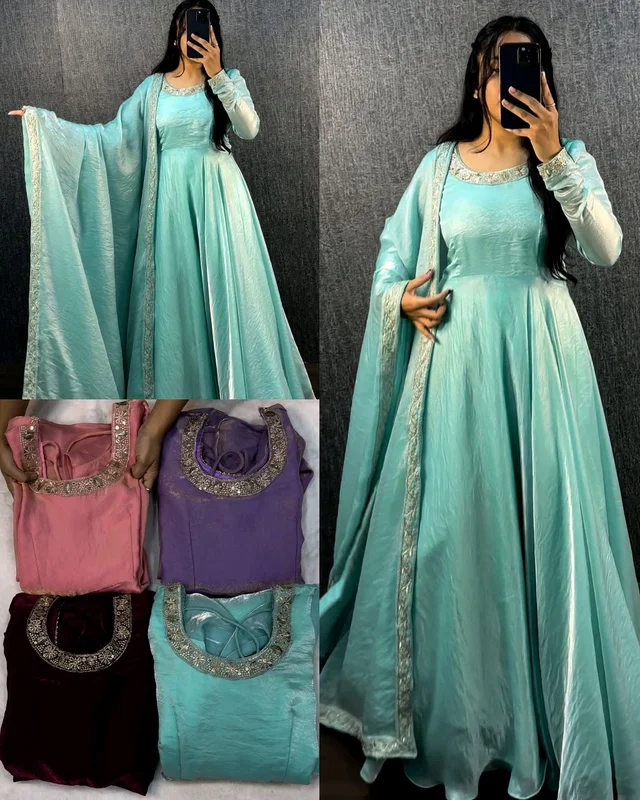 Trendy New Launching Festival Special Women Dresses - Blue, 3XL