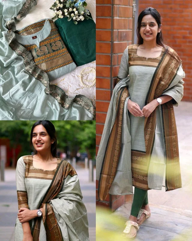Beautiful Suit Sets in pure KANCHI COTTON Top pant with duppta
- 2XL