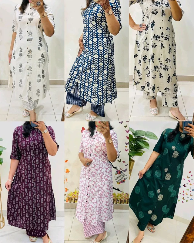 Launching Designer Co-Ords set in *Aline kurti pattern paired with Ankle length pant - Mardi Gras, XL