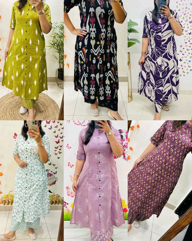 Launching Designer Co-Ords set in *Aline kurti pattern paired with Ankle length pant - Lite Green, 2XL