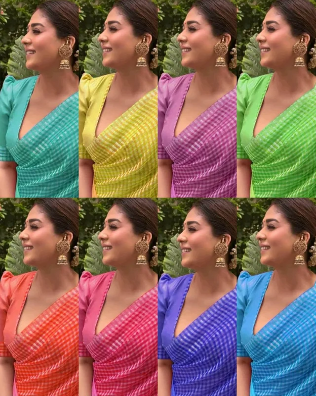 NAYANTHARA MAM INSPIRED KANJEEVARAM TISSUE SAREE - Rose, Free Size