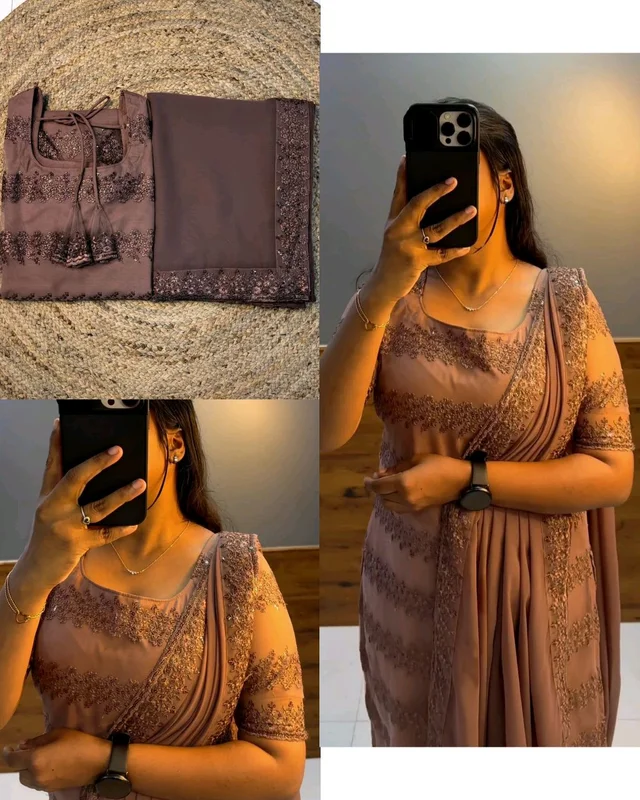 Trendy Net Embroidered kurti + dupata
- Choco, 4XL