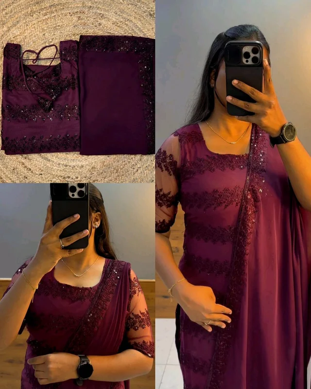 Trendy Net Embroidered kurti + dupata
- Wine, 4XL