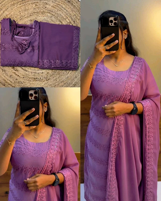 Trendy Net Embroidered kurti + dupata
- Onion, M