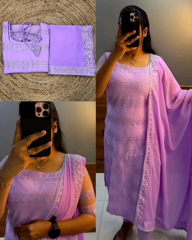 Trendy Net Embroidered kurti + dupata
- Mauve, 4XL