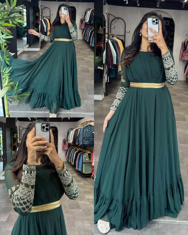 Hunter Green Gown (Full Stitch) - L