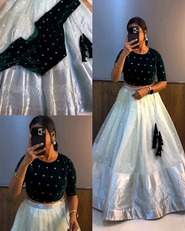 Trendy Fully Stitched Beautiful Crop top + Skirt Only
- Apple Green, 3XL