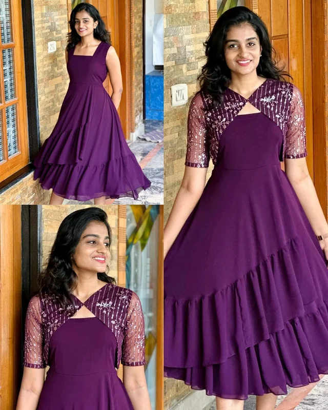 Desinge Fox Georgette Party Wear Gown With Fancy Work Organza Jacket(coti) - XL