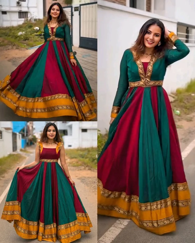 Introducing New Designer Removable Jacket Gown - XL, Maroon & Green