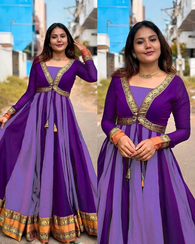 Introducing New Designer Removable Jacket Gown - 3XL, Purple