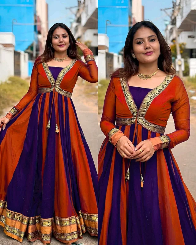 Introducing New Designer Removable Jacket Gown - M, Orange