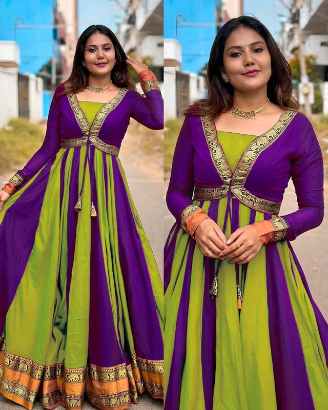 Introducing New Designer Removable Jacket Gown - M, Green
