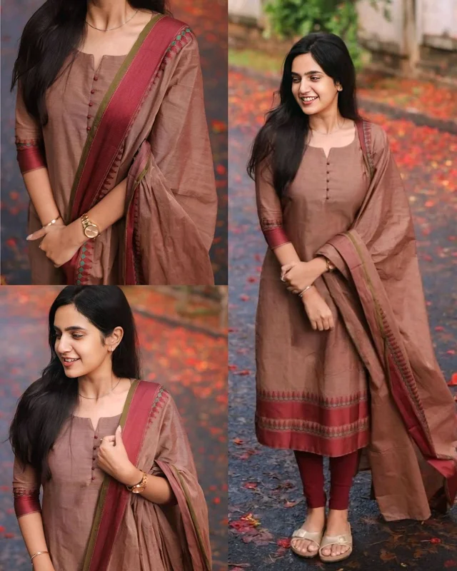 KANCHI COTTON Top pant with duppta in pure cottton lining! - M