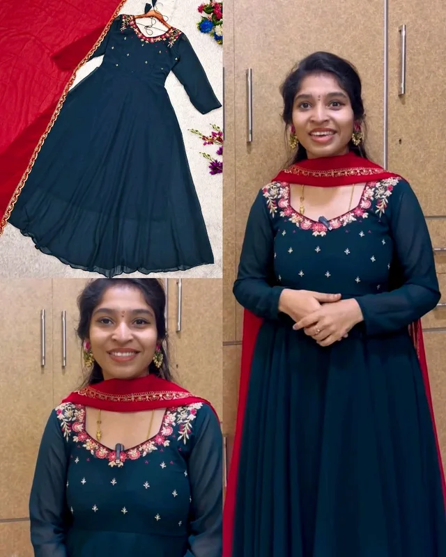 Embroidery Beautiful Thread Work All Over the neckline and beautiful border at duptta ♥️✨
- M